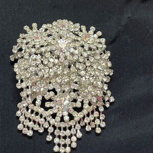 Elegant Silver Crystal Brooch